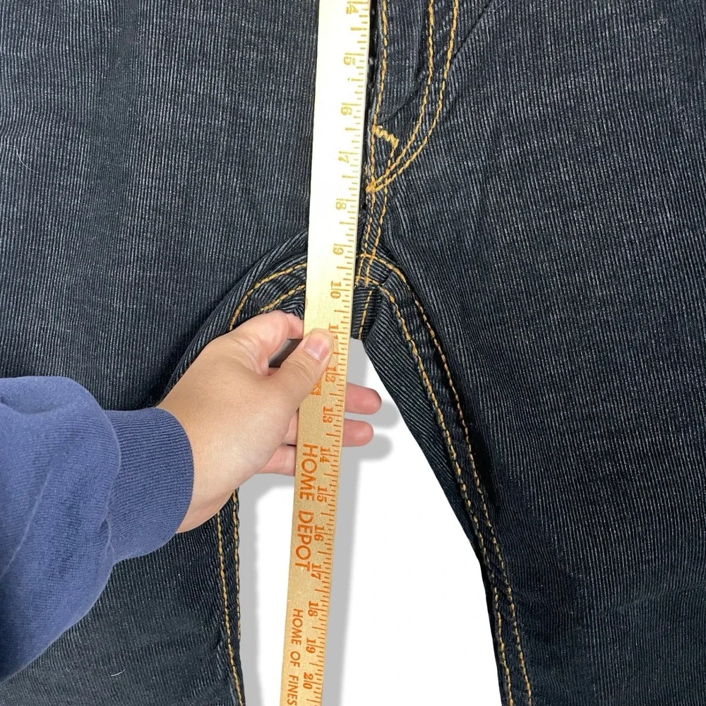 True Religion‎ Corduroy Pants Mens 36 Black Big T Stitch Baggy Y2K Streetwear